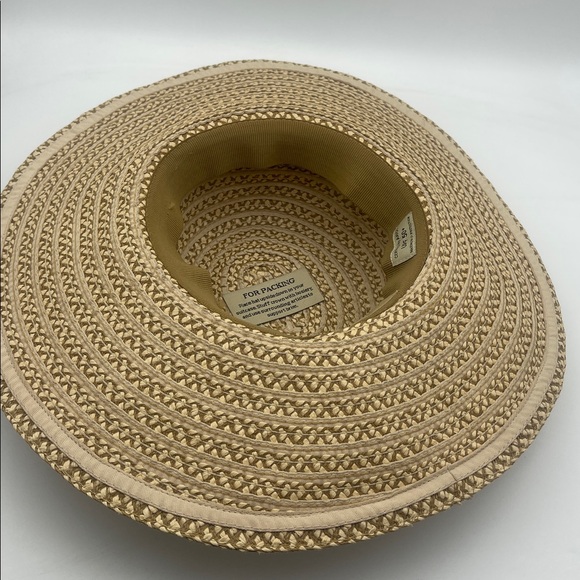 Eric Javits New York Straw Hat Sunhat Packable Wide Brim UPF 50+ Stripes - Picture 10 of 11